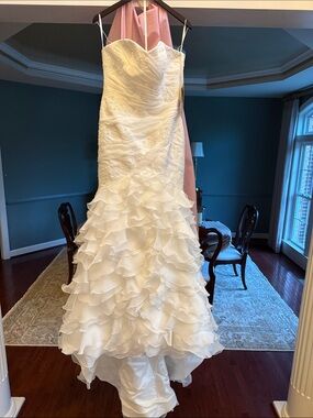 BHLDN Ivory Ruffled Strapless Mermaid Wedding Dress Never altered.